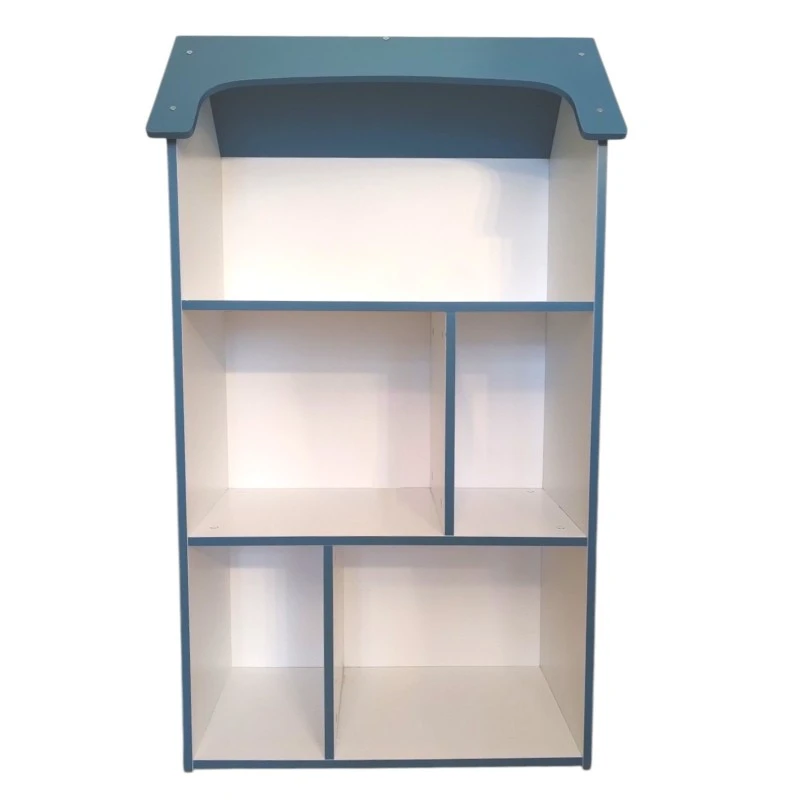 Детска етажерка GINGER HOME - Къщичка MONSTER, Синя за съхранение на играчки и книжки