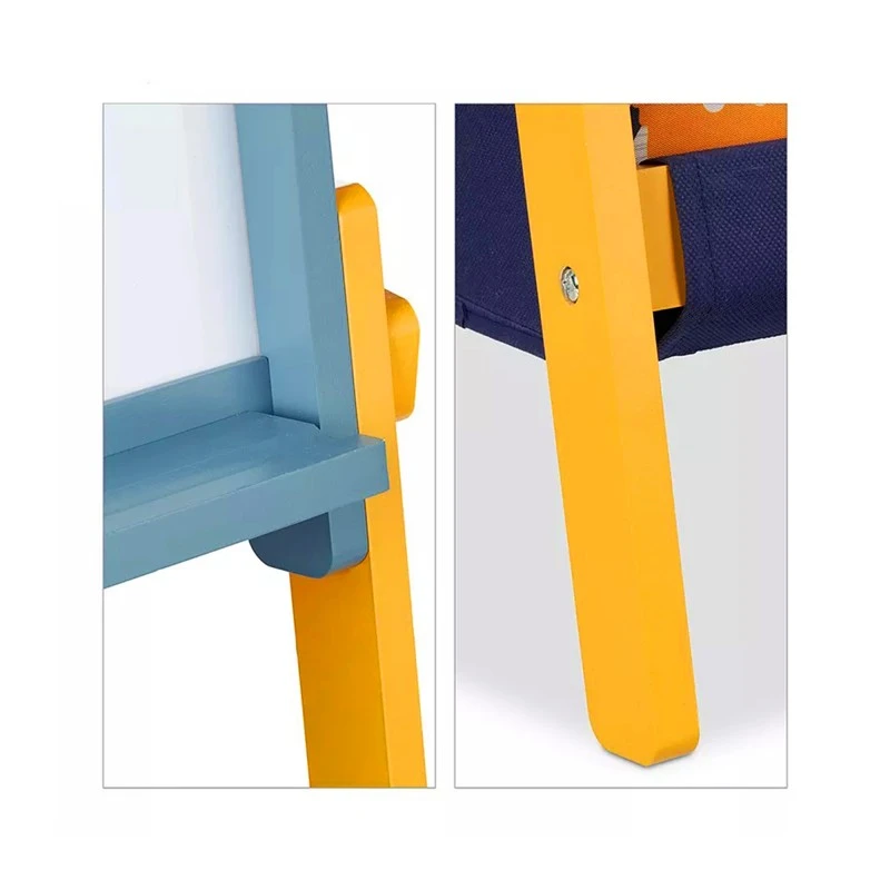 Детска Дървена Дъска с Магнити на Стойка, Двустранна за Учене, Рисуване и Съхранение - GHOST