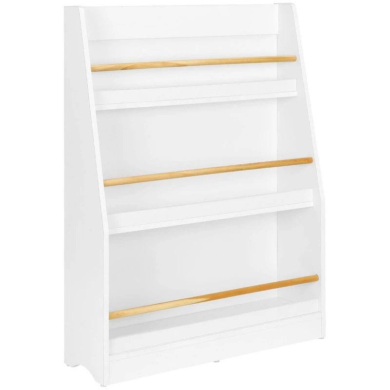 Детска Етажерка GINGER HOME, Дървен Органайзер за Книжки и Играчки, Бял Цвят, за Уютната Детска Стая