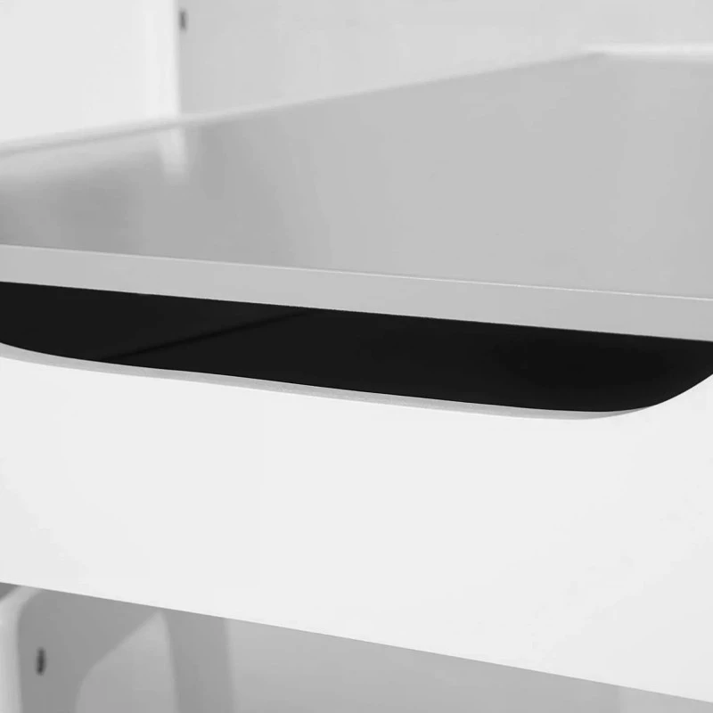 Детска Дървена Маса с 2 Столчета, Комплект, Двустранна с Черна Дъска, 2 в 1 - за Игра и Съхранение WHITE/GREYкт