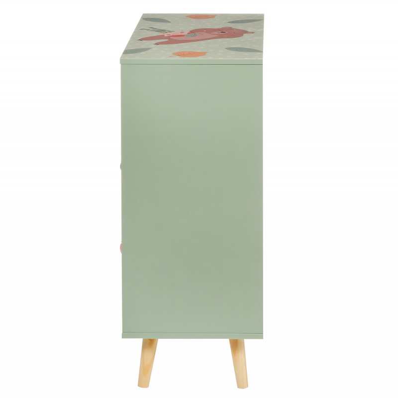 Детски Шкаф за Играчки и Дрехи GINGER HOME, Етажерка за Детска Стая с 2 чекмеджета, Мече, FOREST