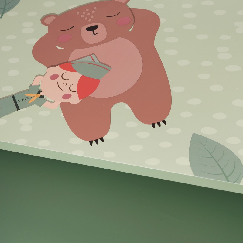 Детски Шкаф за Играчки и Дрехи GINGER HOME, Етажерка за Детска Стая с 2 чекмеджета, Мече, FOREST