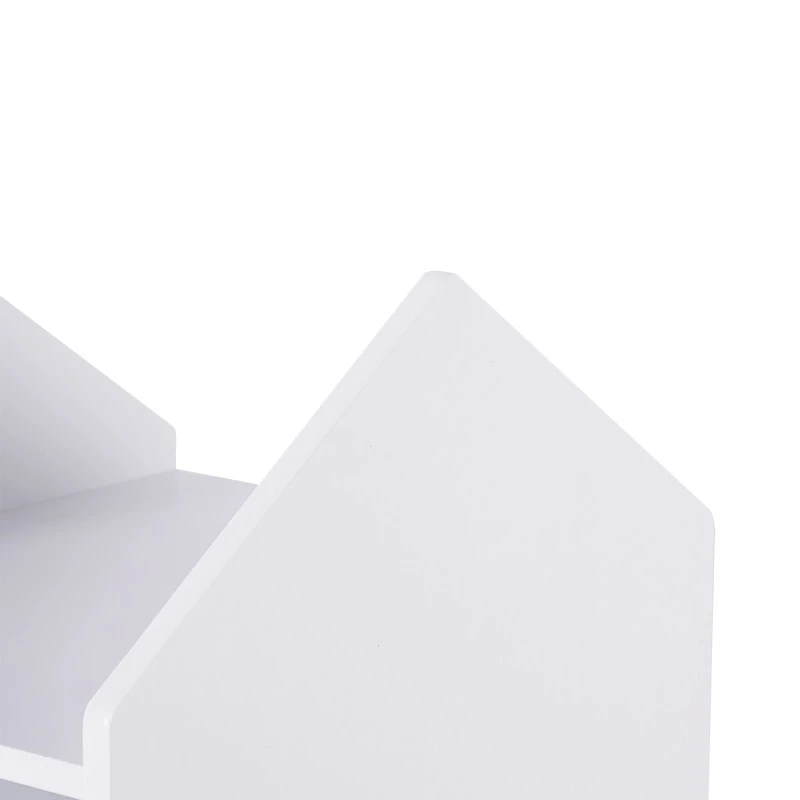 Детска Секция с Рафтове на 4 нива, Дървена, Въртяща се на 360°, за Съхранение на Книги и Играчки, Бяло, Сиво