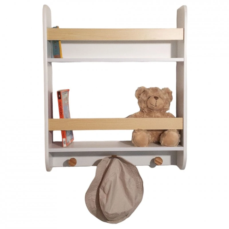 Детска Етажерка GINGER HOME, Дървен Органайзер за Книжки и Играчки, Бял Цвят, за Уютната Детска Стая