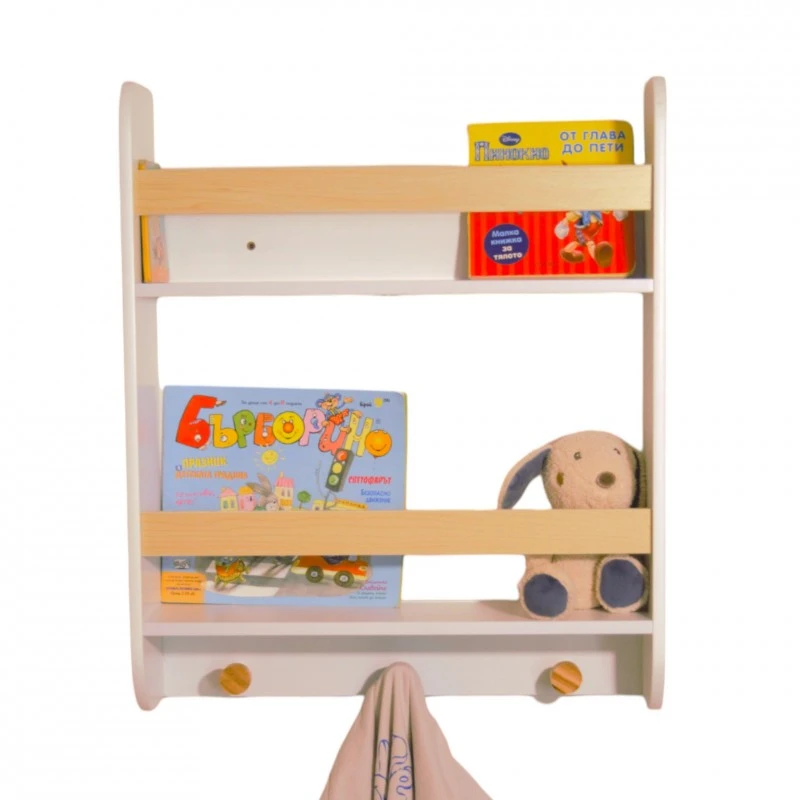 Детска Етажерка GINGER HOME, Дървен Органайзер за Книжки и Играчки, Бял Цвят, за Уютната Детска Стая