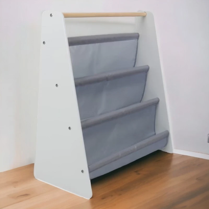 Преносима Детска Етажерка за Книги GINGER HOME, Обзавеждане за Детска Стая, Бяло, Сиво