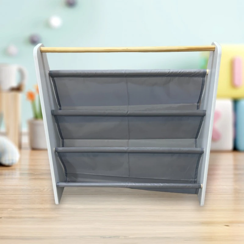 Преносима Детска Етажерка за Книги GINGER HOME, Обзавеждане за Детска Стая, Бяло, Сиво