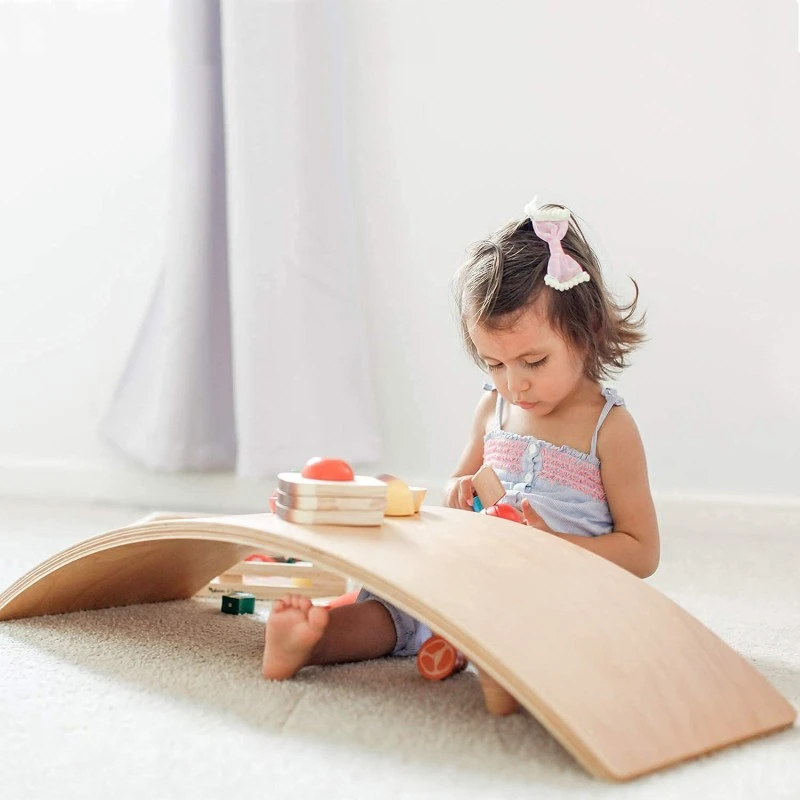 Дървена Дъска за Баланс Ginger Home – Безопасна Играчка за Деца, 82x30x15 см
