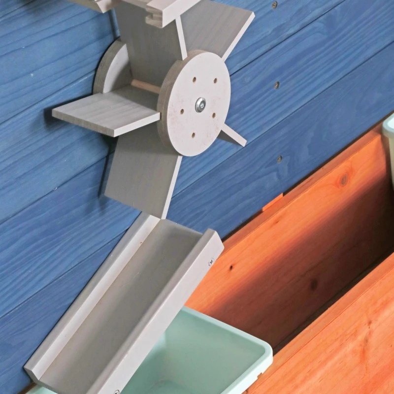 Детски Дървен Пясъчник GINGER HOME с Регулируем Покрив, Аксесоари за Игра 120x120x120 см – Идеален за Двор и Градина