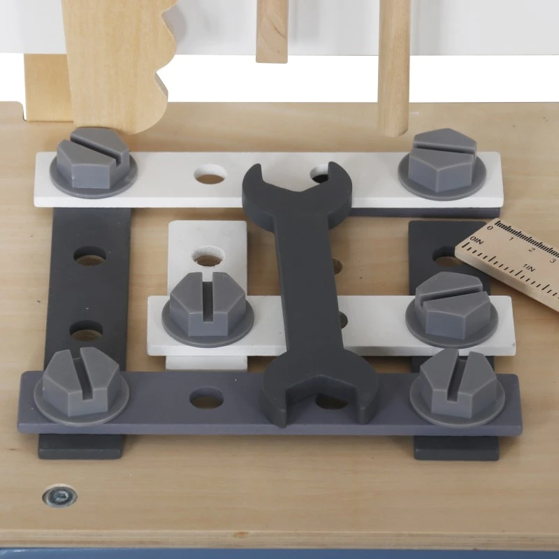 Детска Дървена Работилница с Инструменти, GINGER HOME, Синя, 46х26х67cm