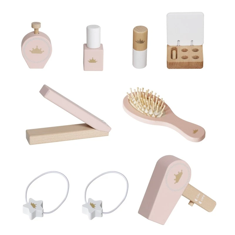 Детска Тоалетка GINGER HOME с Огледало и Аксесоари, Принцеска, Розова, Дървена