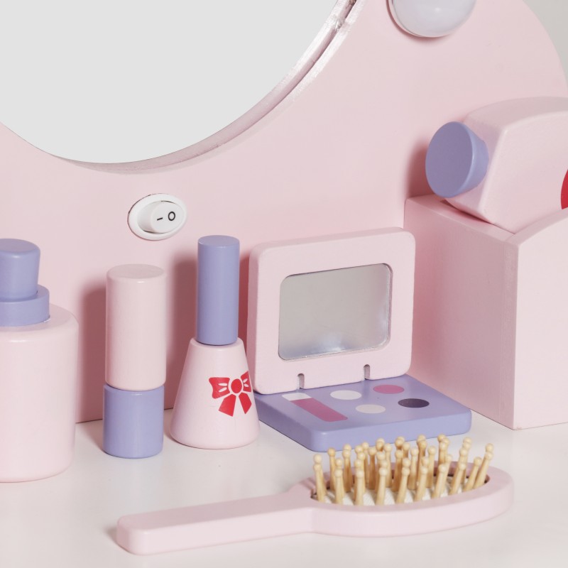 Детска Дървена Тоалетка с Огледало и Светлини GINGER HOME Розова