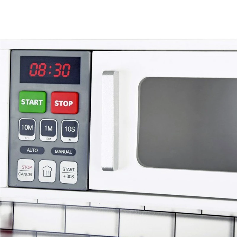 Детска Дървена Кухня със Звук, Светлина и Аксесоари за готвене  - WHITE/GREY