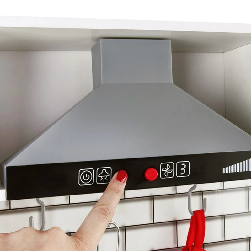 Детска Дървена Кухня със Звук, Светлина и Аксесоари за готвене  - WHITE/GREY