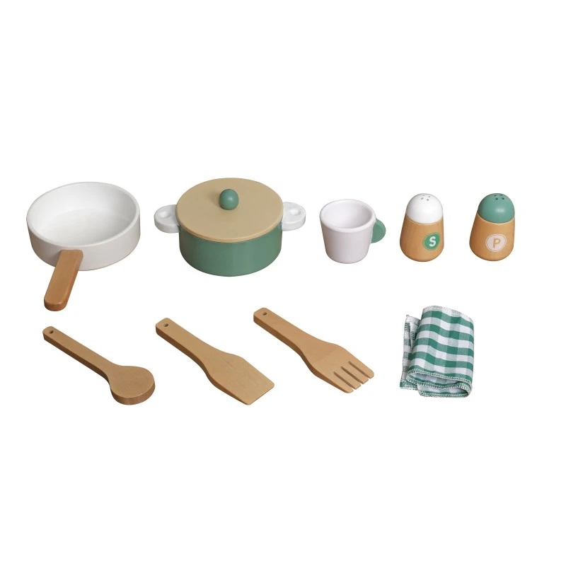 Детска Дървена Кухня GINGER HOME – Винтидж Стил с Електронни Котлони, Светлини, Звуци и Аксесоари за Готвене, 91x31x90 см