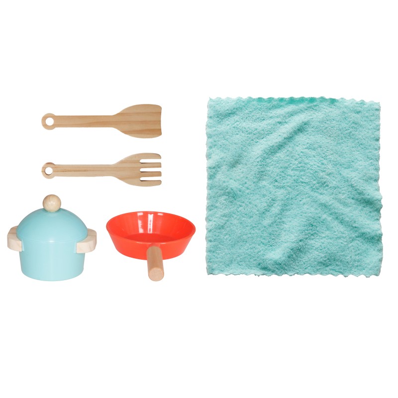 Детска Дървена Кухня GINGER HOME с Електронен Котлон, Микровълнова, Фурна, Мивка и Аксесоари, Масивно Дърво и MDF, 60x26.5x91 см