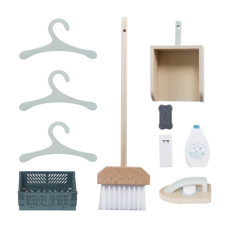 Детска Дървена Пералня 3 в 1 с Мивка с Течаща Вода и Сушилня GINGER HOME, 86×32×90 см