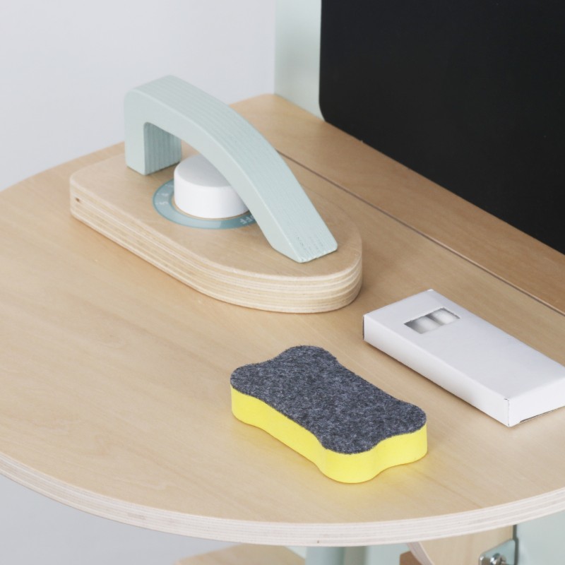 Детска Дървена Пералня 3 в 1 с Мивка с Течаща Вода и Сушилня GINGER HOME, 86×32×90 см