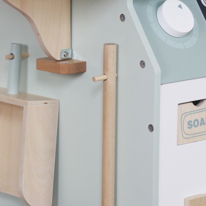 Детска Дървена Пералня 3 в 1 с Мивка с Течаща Вода и Сушилня GINGER HOME, 86×32×90 см