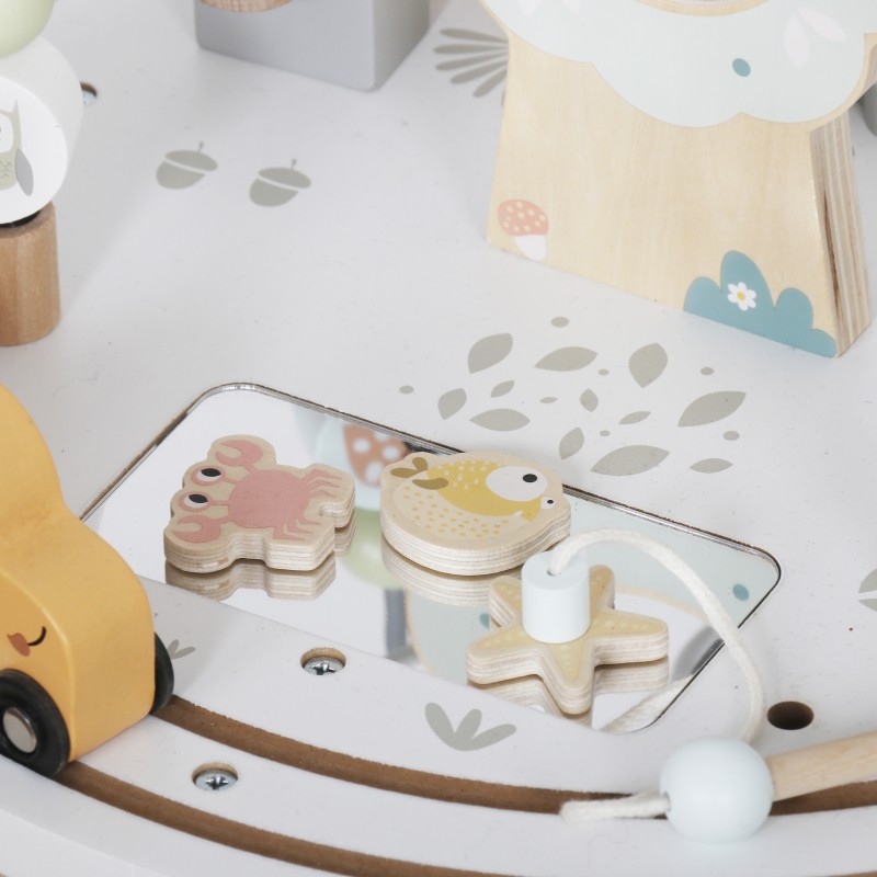 Детска Дървена Образователна Маса с Лабиринт и Мъниста GINGER HOME, 40x40x54 см