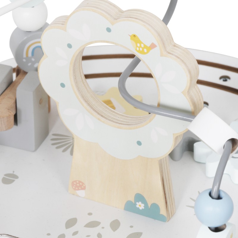 Детска Дървена Образователна Маса с Лабиринт и Мъниста GINGER HOME, 40x40x54 см