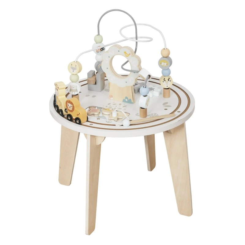 Детска Дървена Образователна Маса с Лабиринт и Мъниста GINGER HOME, 40x40x54 см