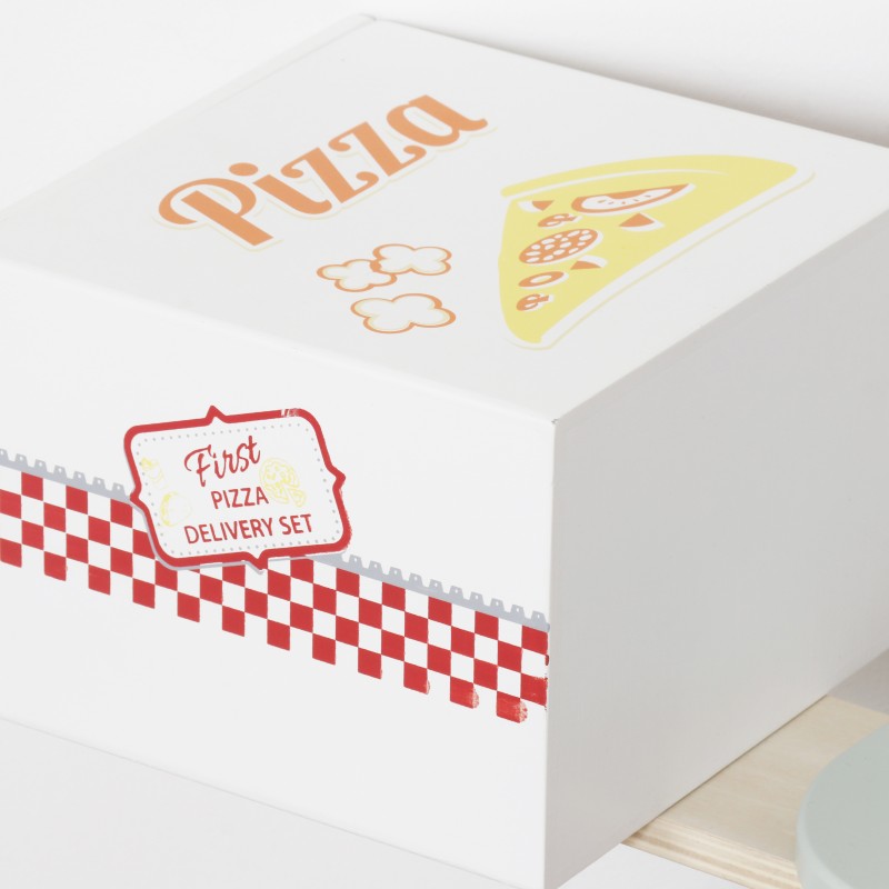 Детско Дървено Колело за Баланс GINGER HOME, Мотоциклет за Яздене с Кутия за Пица, 81x36x52 см