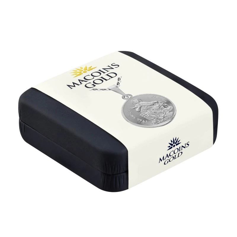 Сребърен медальон Света Екатерина с верижка Macoins Gold