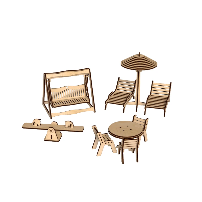 Дървен комплект WOODPY Обзавеждане за кукли, сглобяем, 346 части