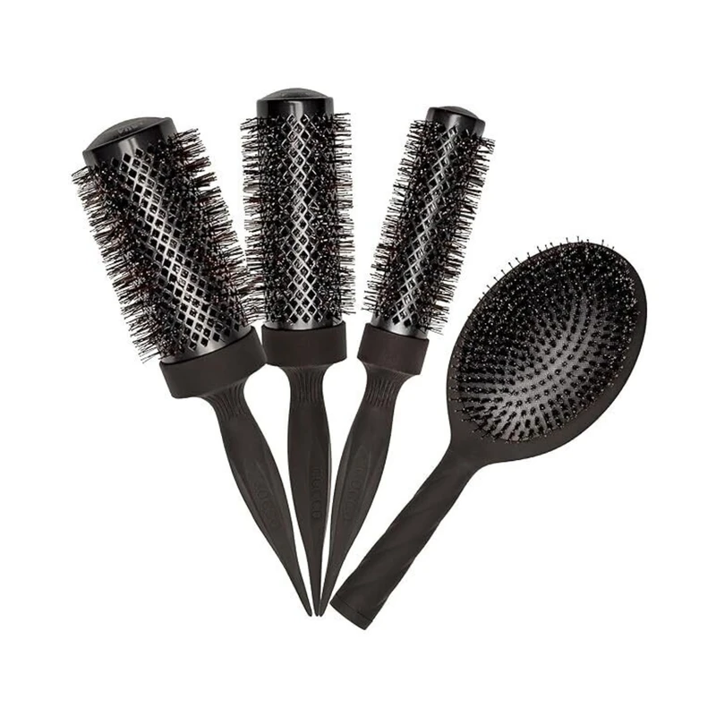 Комплект 4 броя професионални четки за коса Cocco Aura Brush Set, черни