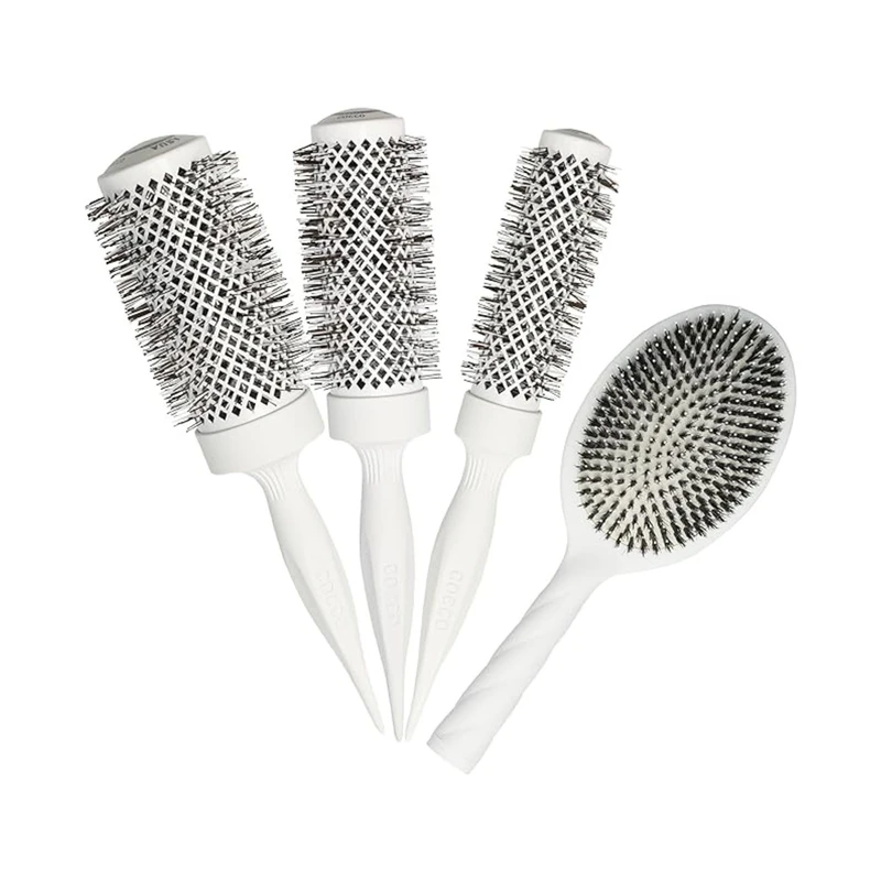 Комплект 4 броя професионални четки за коса Cocco Aura Brush Set, бели