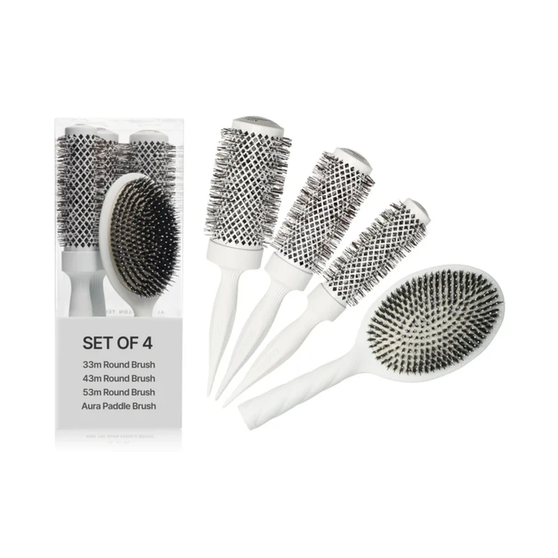 Комплект 4 броя професионални четки за коса Cocco Aura Brush Set, бели