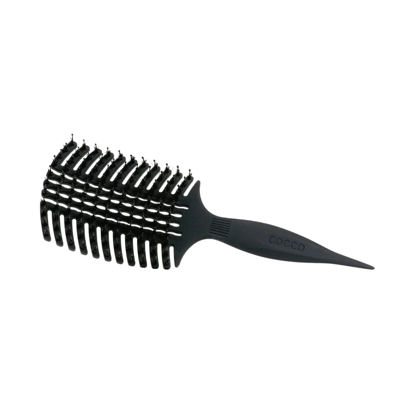 Професионална четка за разресване с естествен косъм Cocco Aura Vent Boar Brush, черна