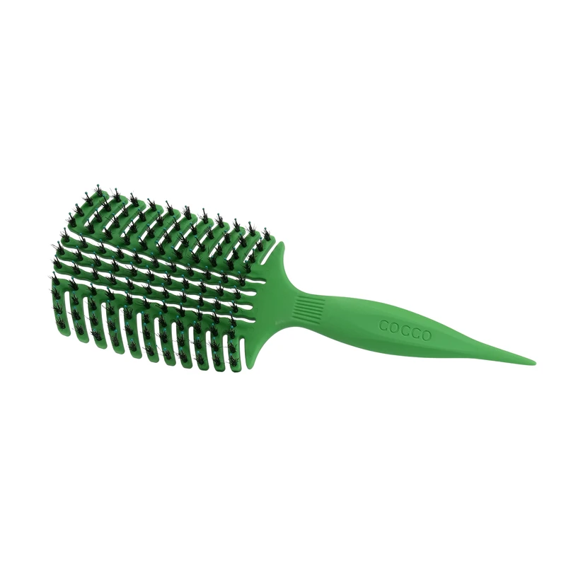 Професионална четка за разресване с естествен косъм Cocco Aura Vent Boar Brush, зелена