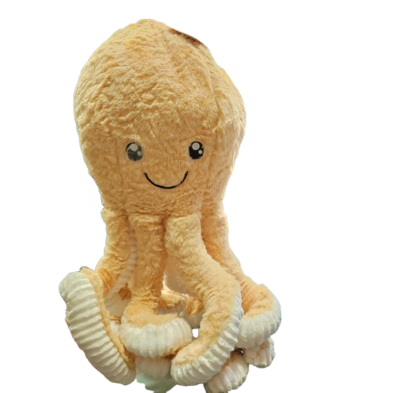 Играчка Октопод, Плюшена, Кафява, 16х44 см