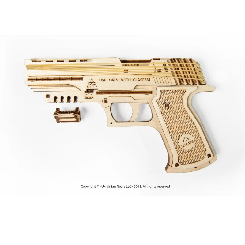 3D Пъзел Ugears Пистолет Wolf-01-3Д модел-Дърво&nbsp;