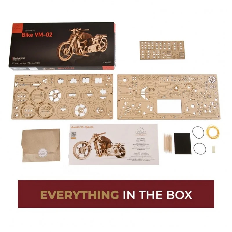 3D Пъзел Ugears Bike VM-02-Дърво-Мотоциклет&nbsp;