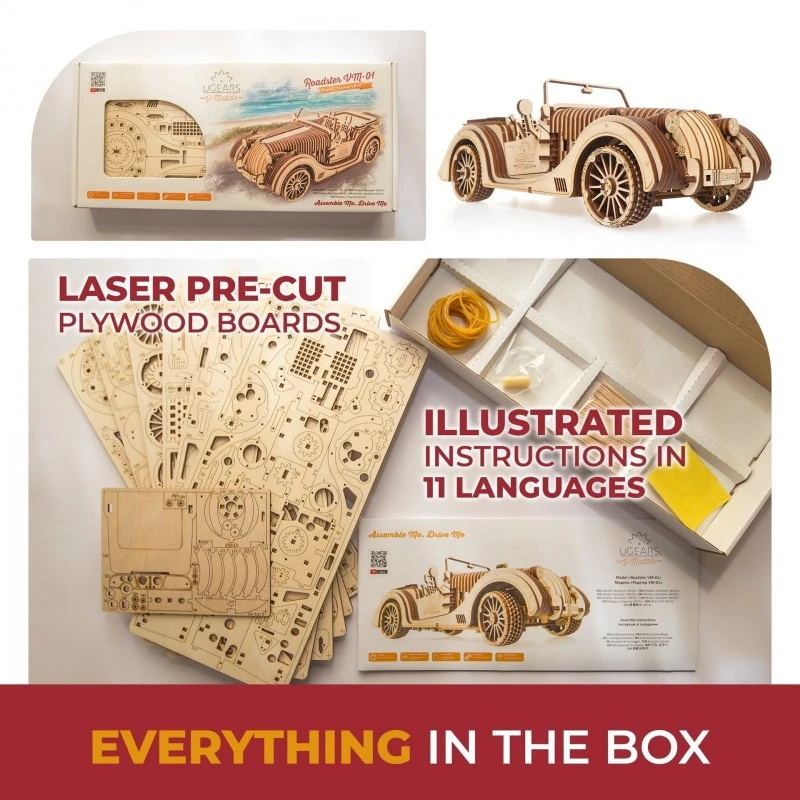 3D Пъзел Ugears Roadster VM-01-Автомобил&nbsp;