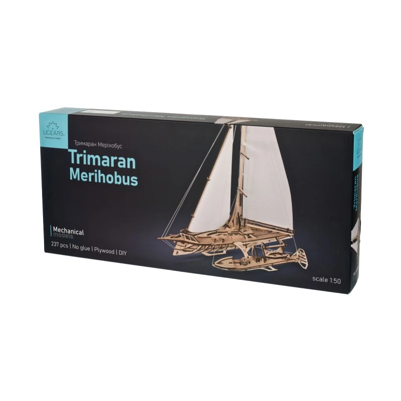 3D Пъзел Ugears Тримаран Мерихобус-3Д модел-Дърво&nbsp;