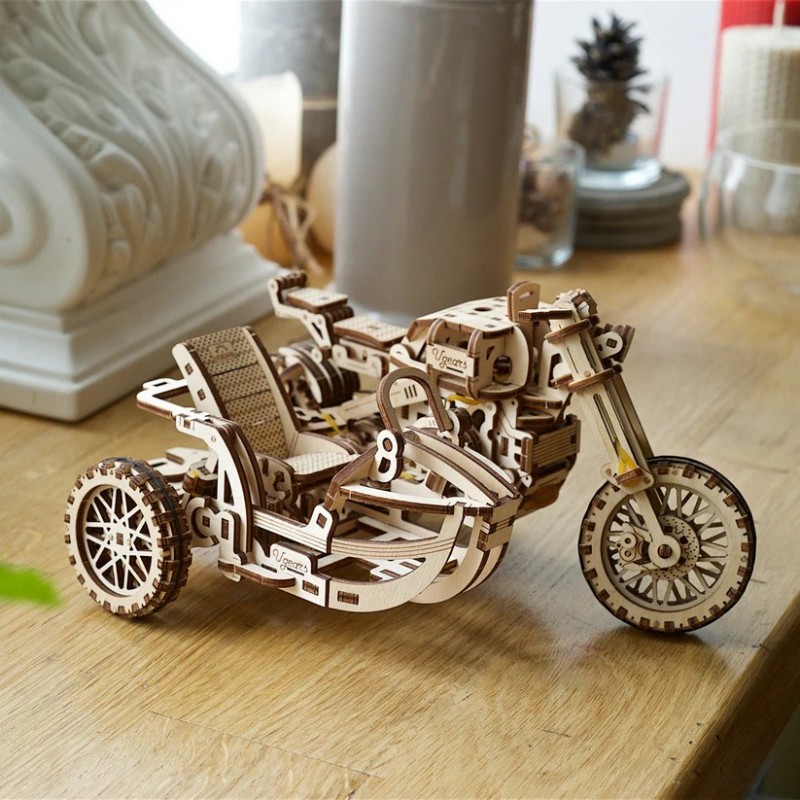 3D Пъзел Ugears Scrambler UGR-10 Мотоциклет с кош&nbsp;