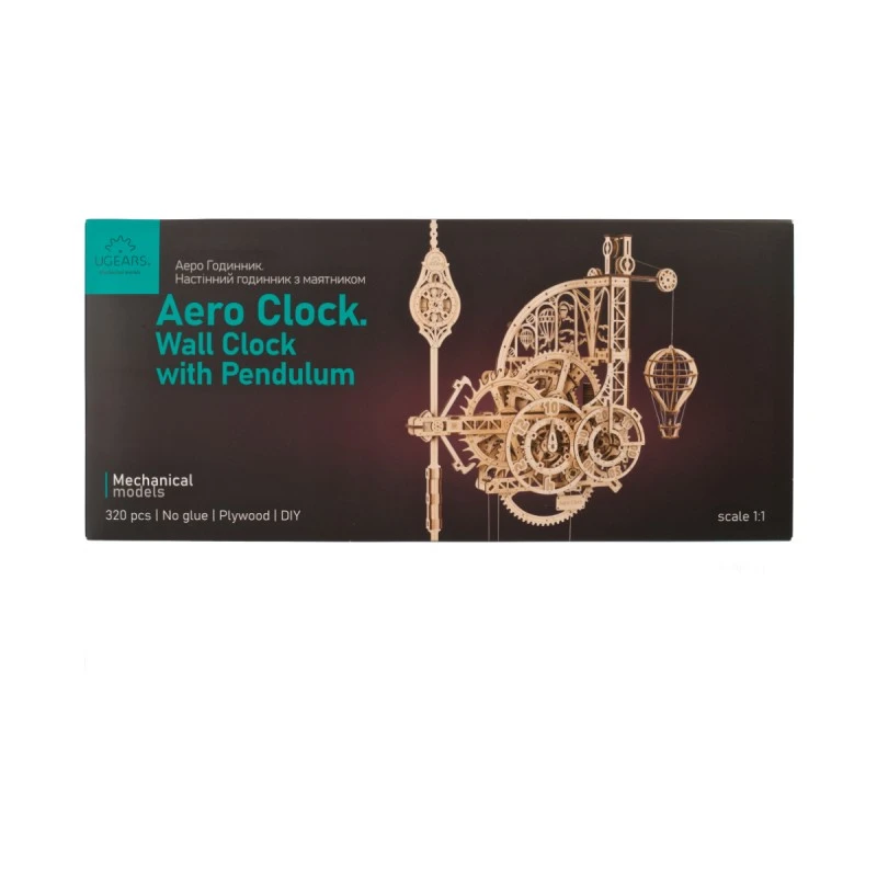 3D Пъзел Ugears Стенен часовник с махало--Дърво&nbsp;