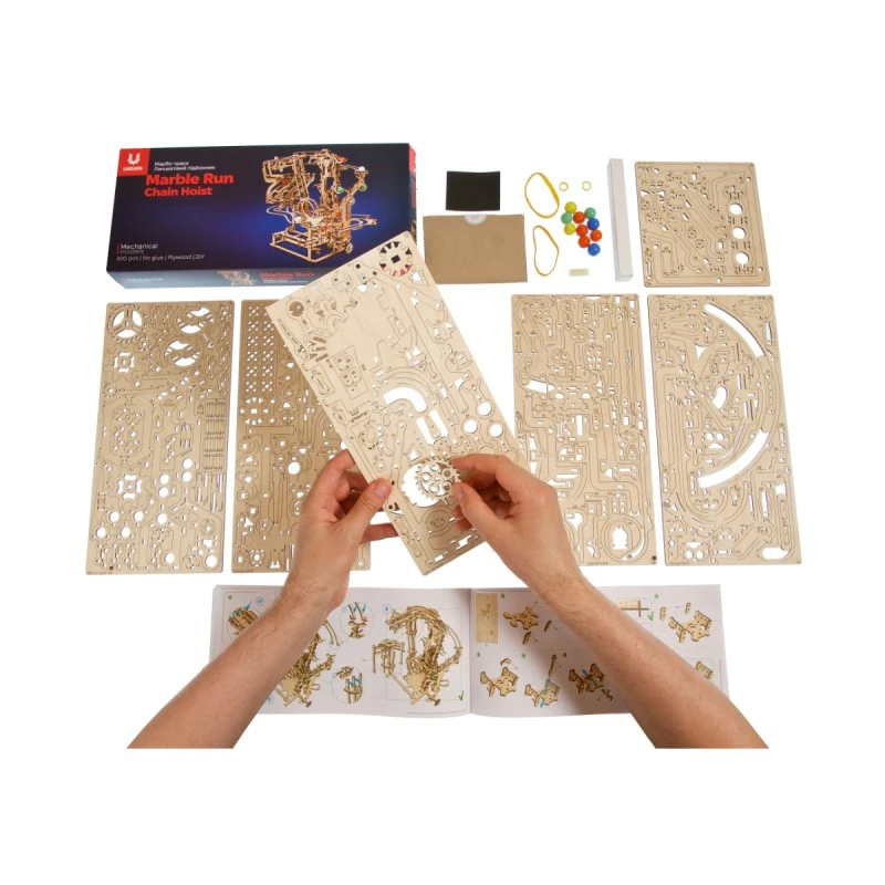 3D Пъзел Ugears Писта Верижен подемник за мрамор. топч&nbsp;