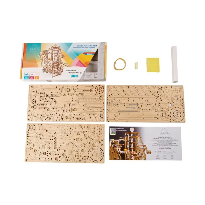 3D Пъзел Ugears Писта Спирален подемник за мраморни топче&nbsp;