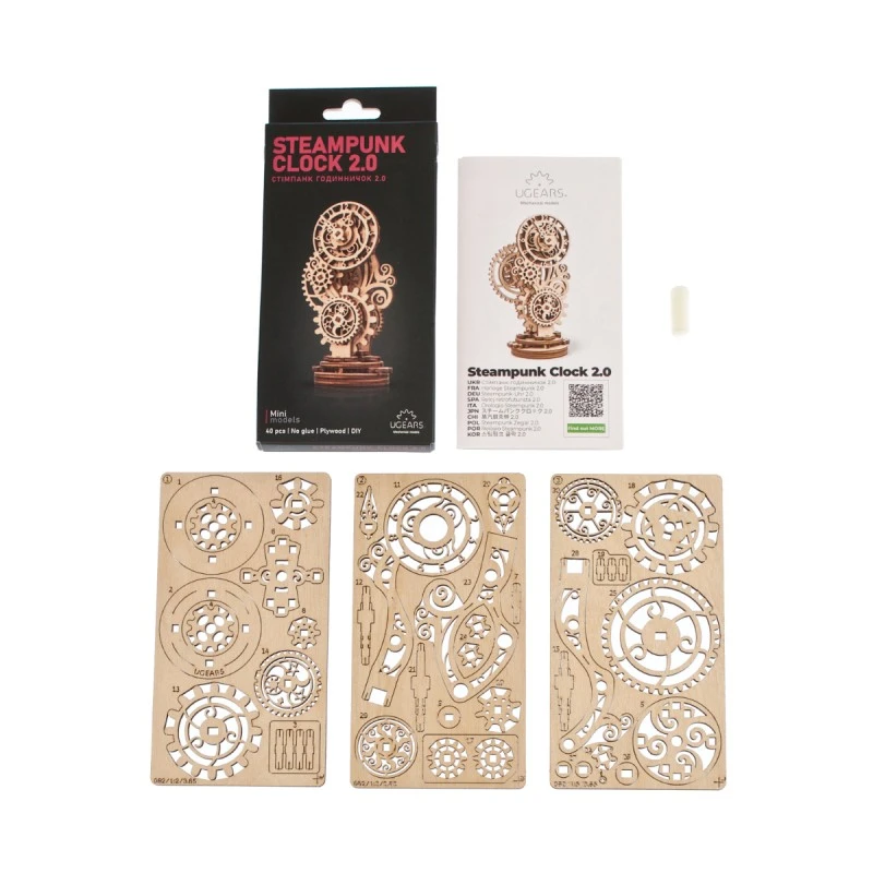 3D Пъзел Ugears Стиймпънк часовник-3Д мини модел&nbsp;
