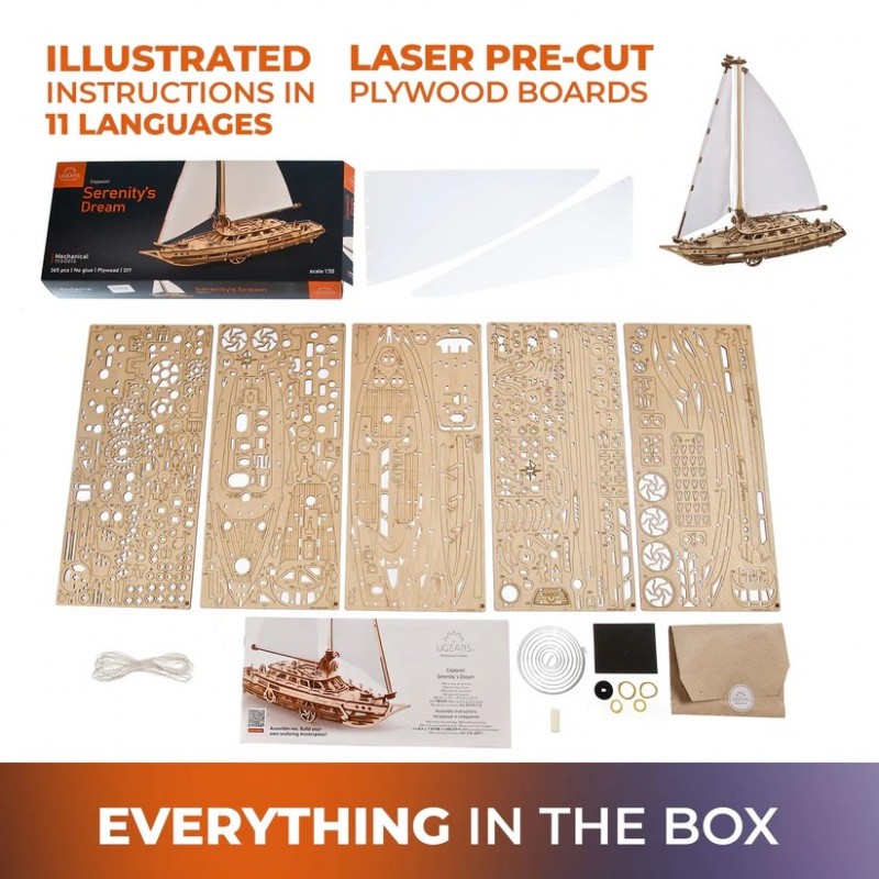 3D Пъзел Ugears Яхта Serentiy--Дърво&nbsp;