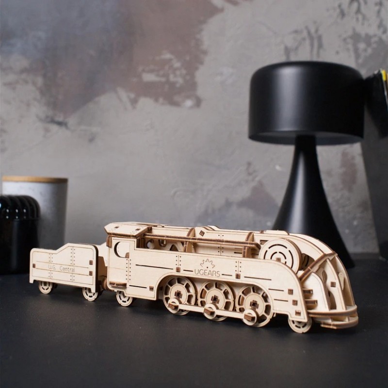3D Пъзел Ugears Мини Локомотив-3Д мини модел-Дърво&nbsp;