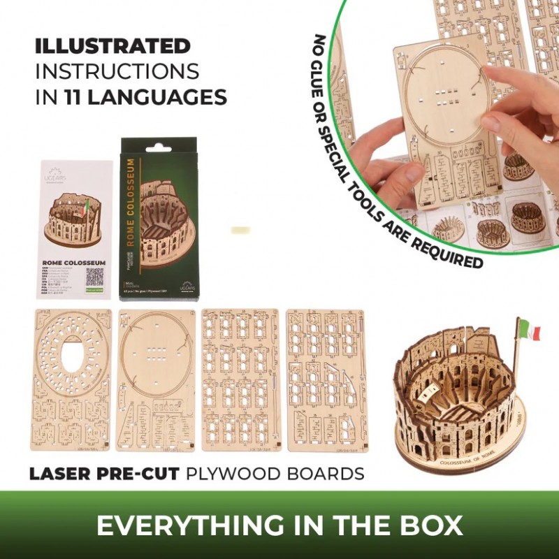3D Пъзел Ugears Колизеумът в Рим-3Д мини модел&nbsp;