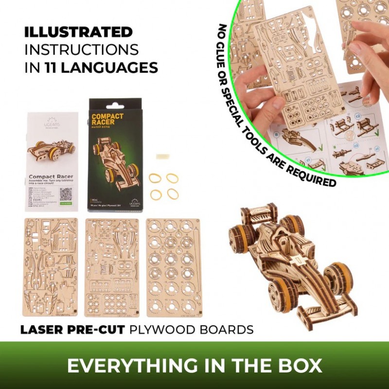 3D Пъзел Ugears Cmpact Racer Болид&nbsp;