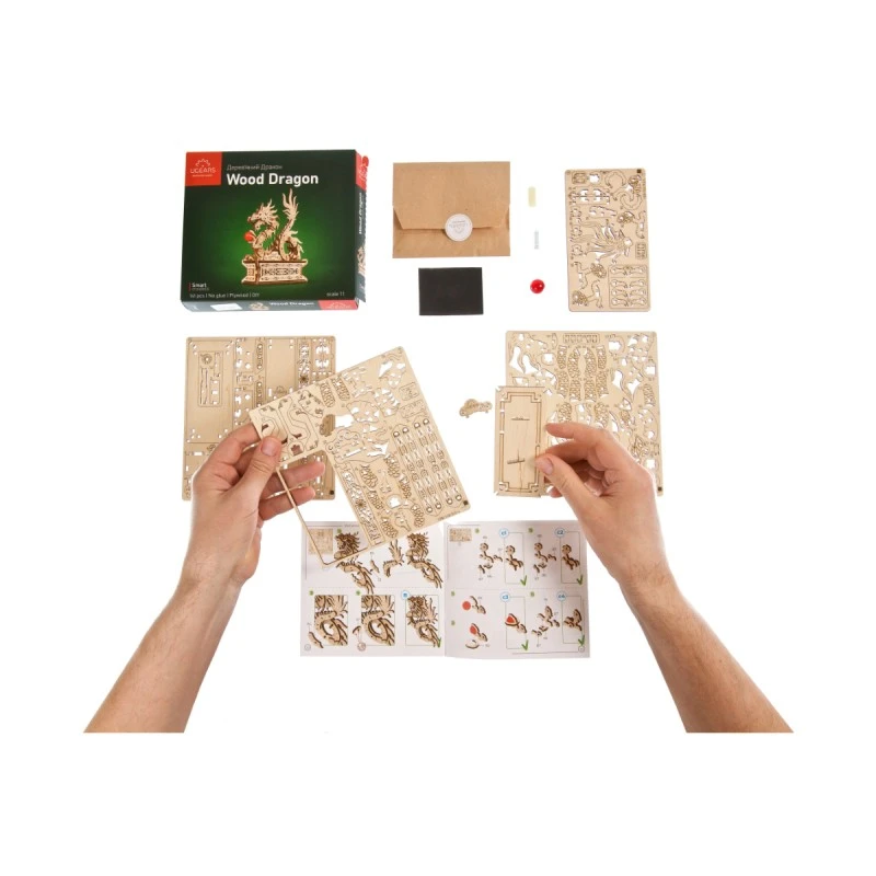 3D Пъзел Ugears Дракон-3Д модел-Дърво&nbsp;