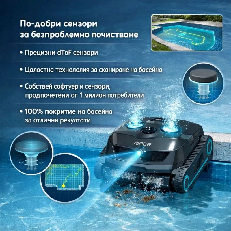 Робот за почистване на басейни Aiper Scuba Х1, Безжичен